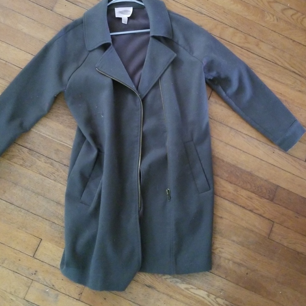 Green knee length winter coat